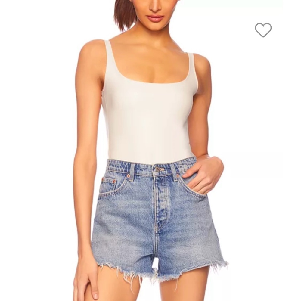 Susana Monaco Vegan Leather Thong Bodysuit Women’s - Blanched Almond M $148‎ - Picture 2 of 5